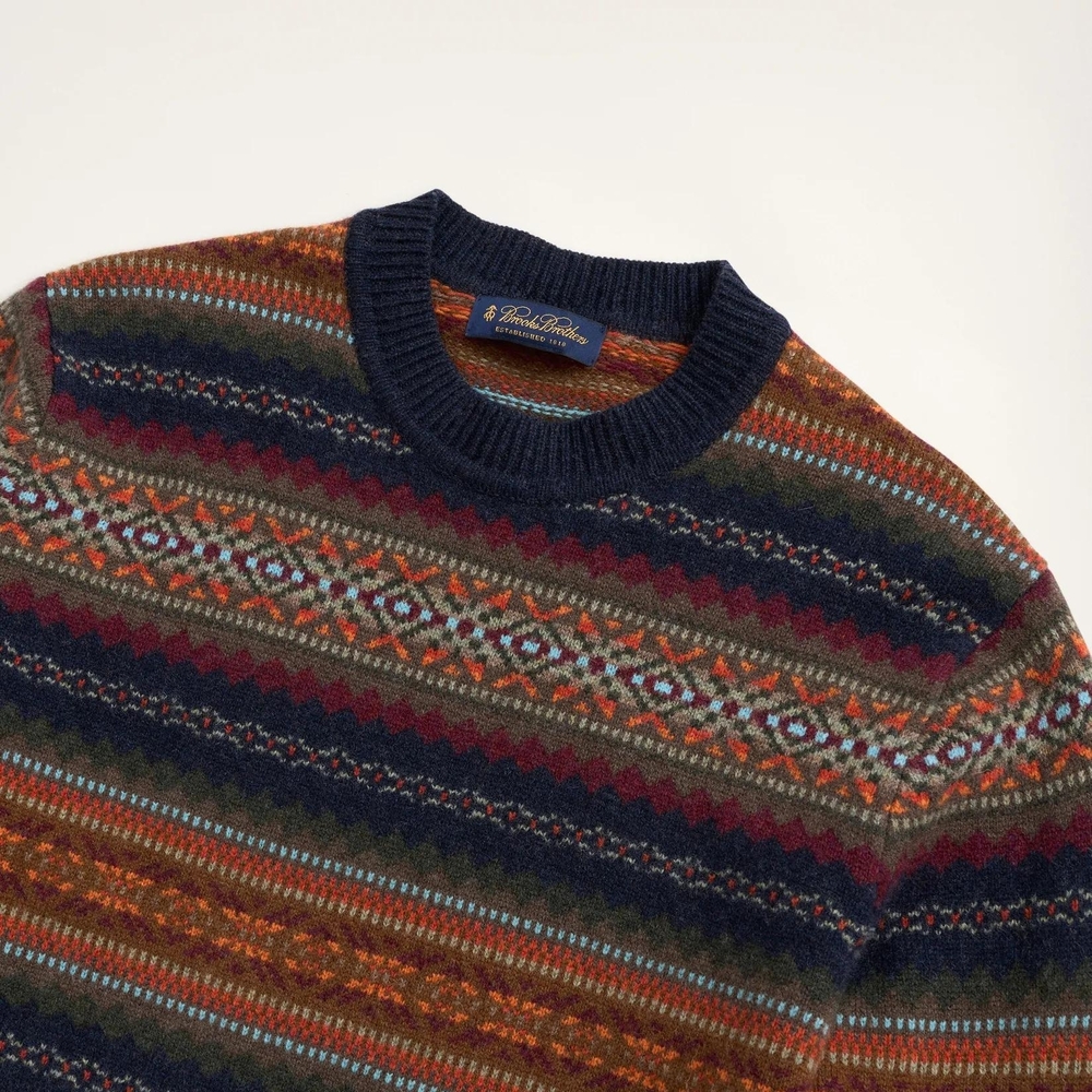 EUC Brooks Brothers Fair Isle Lambswool Crewneck Sweater- Size Size XL M/2XL W - Picture 2 of 6